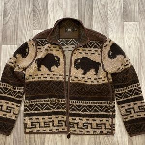 Double rl rrl fleece jacket size medium